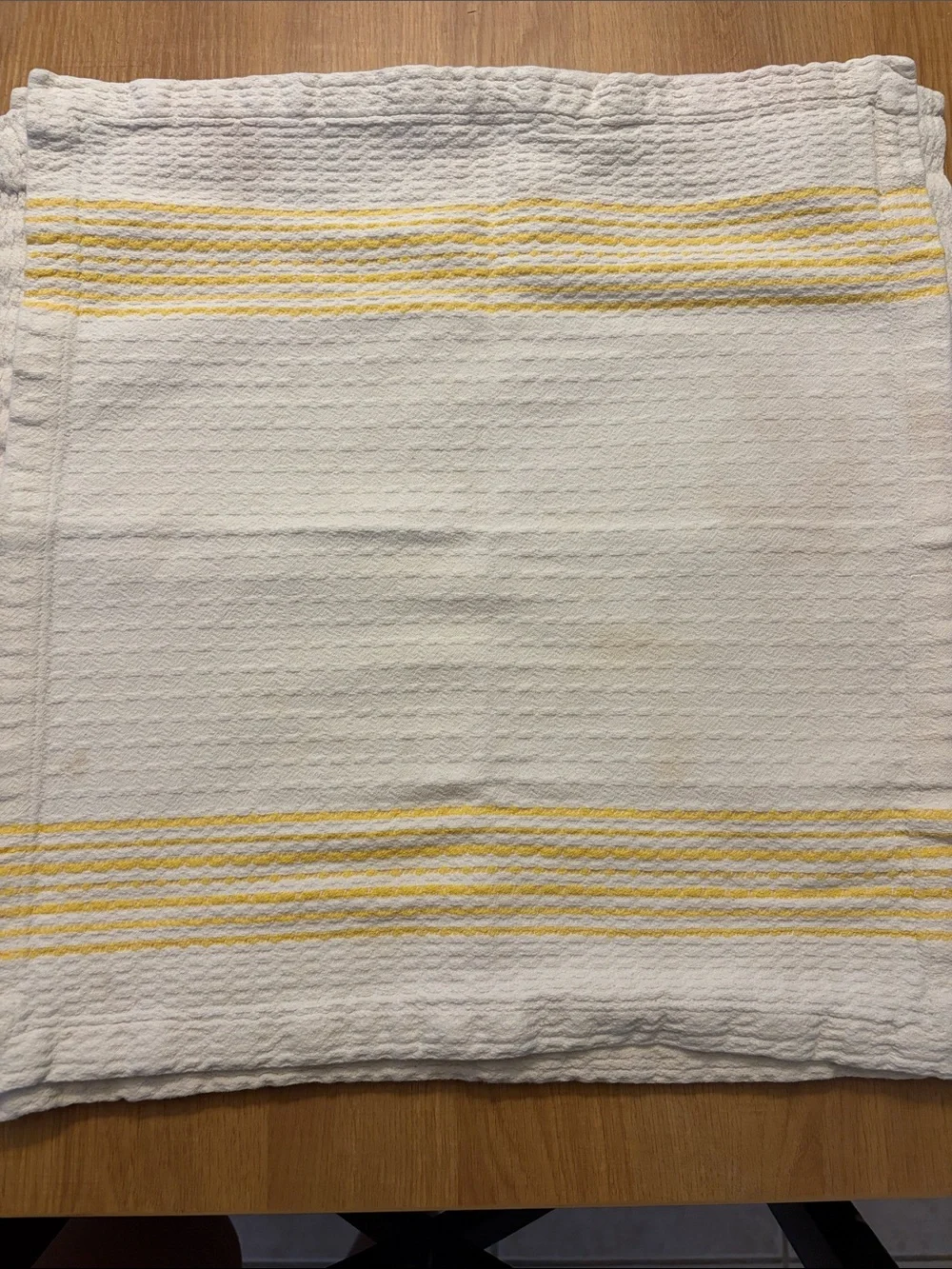 Pottery Barn Cream and Yellow Striped Dishcloth Napkins